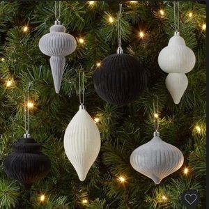 3 Sets of Flocked Finial Christmas Ornaments in grey - Wondershop Target